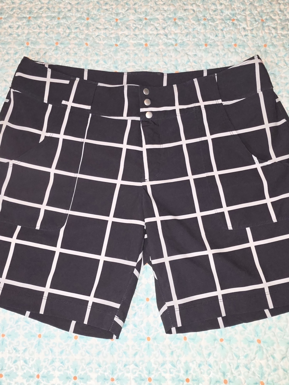 Black Grid Print Womans Bermuda Shorts
